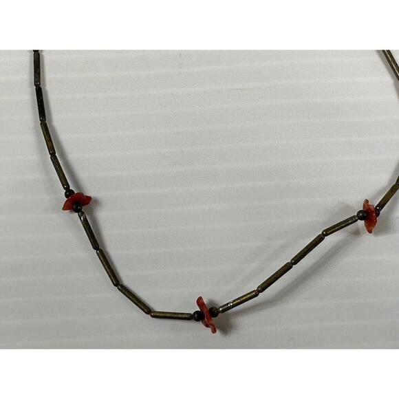 3-Vintage Native‎ American Silver Color Beaded Necklace 16 In - Picture 3 of 5